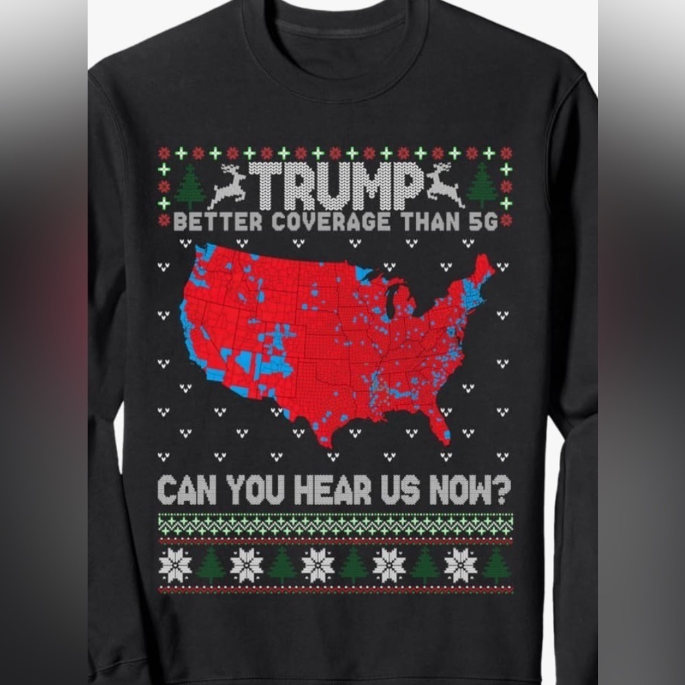 New- Funny Trump Black Graphic Sweatshirt with Map Design